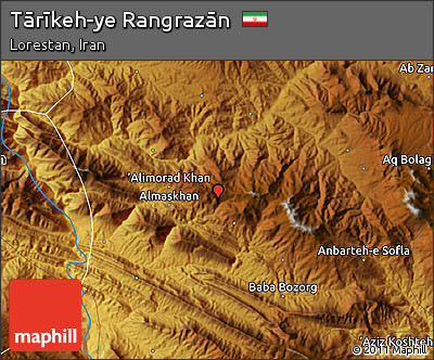 Physical Map of Tārīkeh-ye Rangrazān