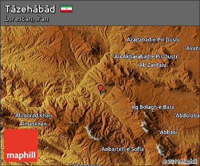 Physical Map of Tāzehābād