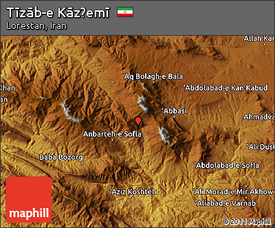 Physical Map of Tīzāb-e Kāz̧emī