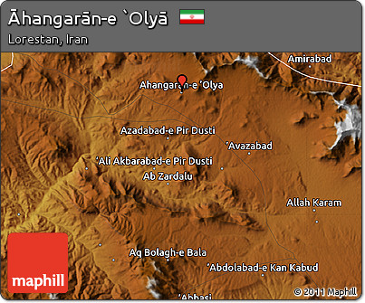 Physical Map of Āhangarān-e `Olyā
