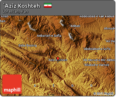 Physical Map of `Azīz Koshteh