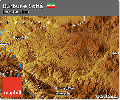 Physical Map of Būrbūr-e Soflá