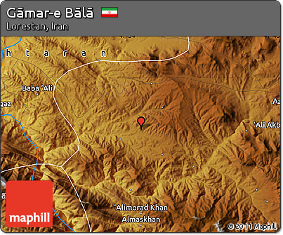 Physical Map of Gāmar-e Bālā