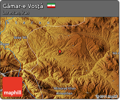 Physical Map of Gāmar-e Vosţá