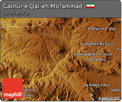 Physical Map of Gashūr-e Qal`eh Moḩammad