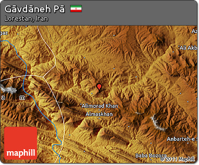 Physical Map of Gāvdāneh Pā