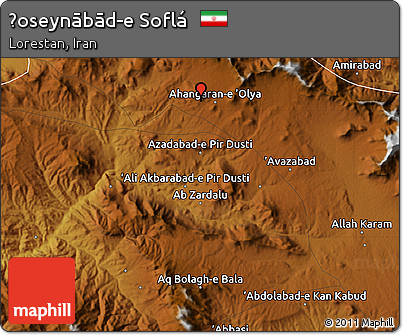 Physical Map of Ḩoseynābād-e Soflá