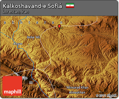 Physical Map of Kalkoshavand-e Soflá
