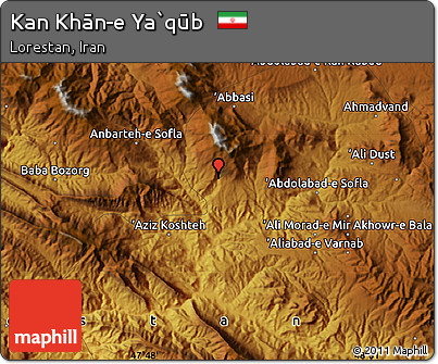 Physical Map of Kan Khān-e Ya`qūb