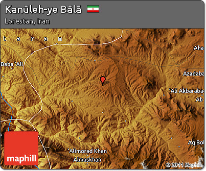 Physical Map of Kanūleh-ye Bālā