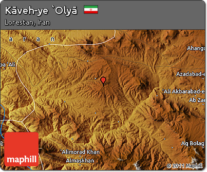 Physical Map of Kāveh-ye `Olyā