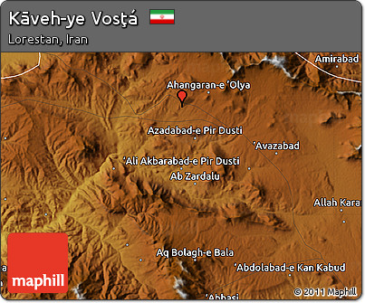 Physical Map of Kāveh-ye Vosţá