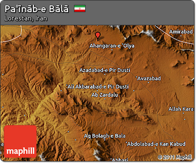 Physical Map of Pa'īnāb-e Bālā