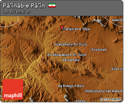 Physical Map of Pā'īnāb-e Pā'īn