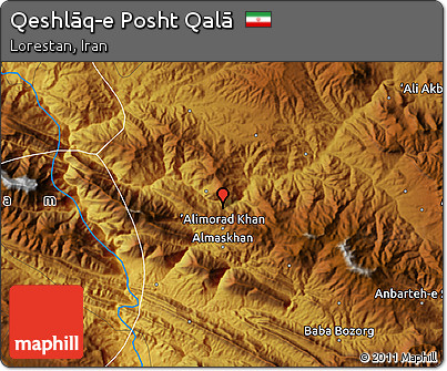 Physical Map of Qeshlāq-e Posht Qalā