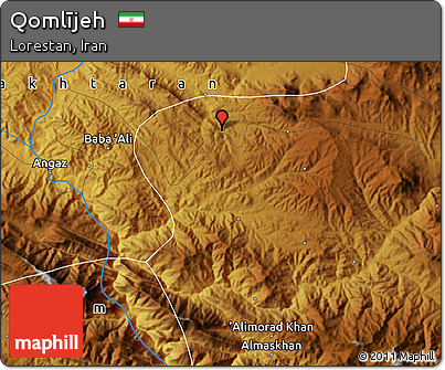 Physical Map of Qomlījeh