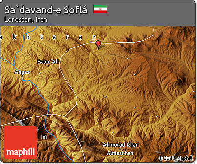 Physical Map of Sa`davand-e Soflá