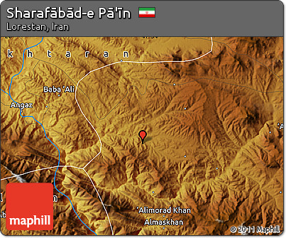 Physical Map of Sharafābād-e Pā'īn