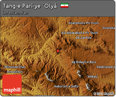 Physical Map of Tang-e Parī-ye `Olyā