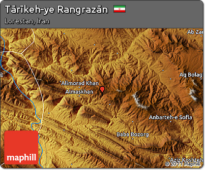 Physical Map of Tārīkeh-ye Rangrazān