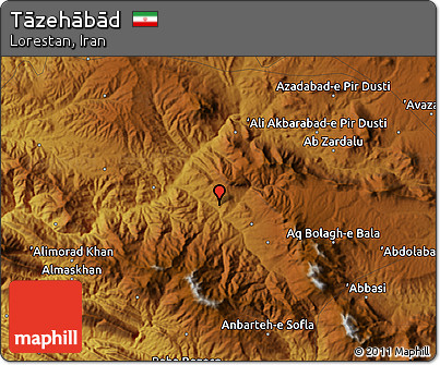 Physical Map of Tāzehābād