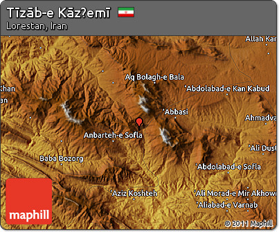 Physical Map of Tīzāb-e Kāz̧emī