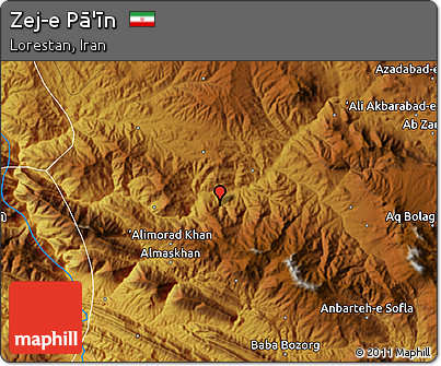 Physical Map of Zej-e Pā'īn