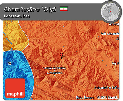 Political Map of Cham Ḩeşār-e `Olyā