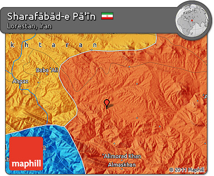 Political Map of Sharafābād-e Pā'īn