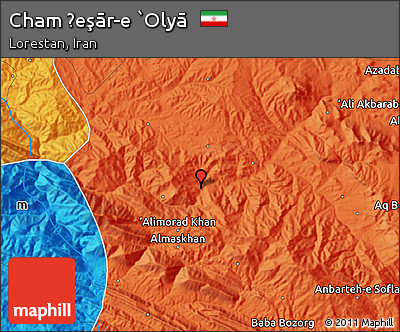 Political Map of Cham Ḩeşār-e `Olyā