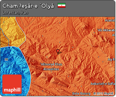 Political Map of Cham Ḩeşār-e `Olyā