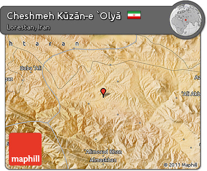 Satellite Map of Cheshmeh Kūzān-e `Olyā
