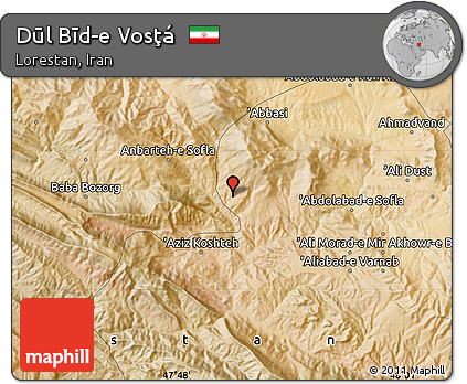 Satellite Map of Dūl Bīd-e Vosţá