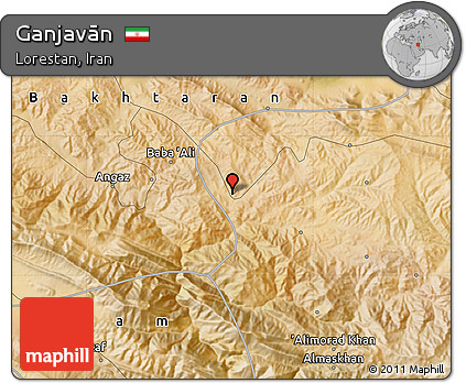 Satellite Map of Ganjavān