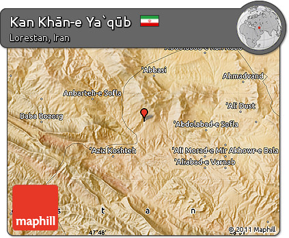 Satellite Map of Kan Khān-e Ya`qūb