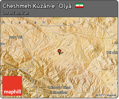 Satellite Map of Cheshmeh Kūzān-e `Olyā