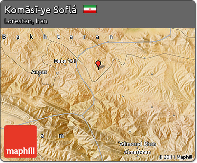 Satellite Map of Komāsī-ye Soflá