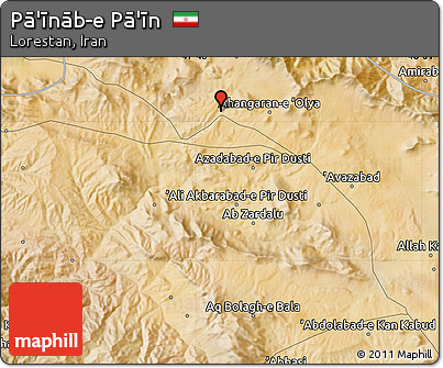 Satellite Map of Pā'īnāb-e Pā'īn