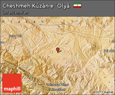 Satellite Map of Cheshmeh Kūzān-e `Olyā