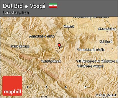 Satellite Map of Dūl Bīd-e Vosţá