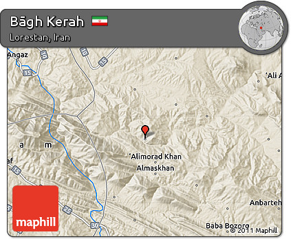 Shaded Relief Map of Bāgh Kerah