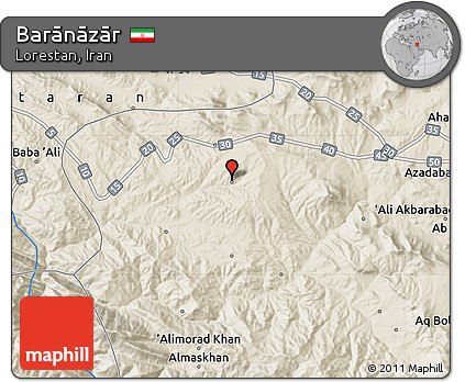 Shaded Relief Map of Barānāzār