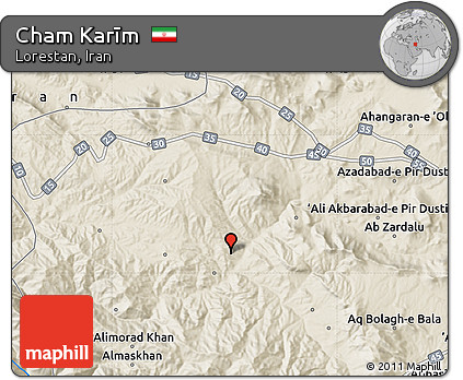 Shaded Relief Map of Cham Karīm