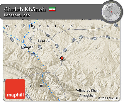 Shaded Relief Map of Cheleh Khāneh
