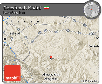 Shaded Relief Map of Cheshmeh Khānī