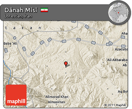 Shaded Relief Map of Dānah Mīsī