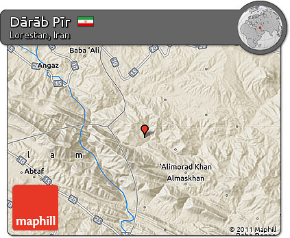 Shaded Relief Map of Dārāb Pīr