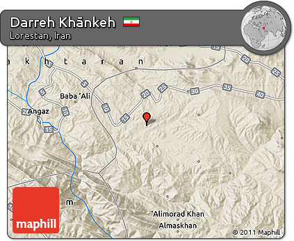 Shaded Relief Map of Darreh Khānkeh