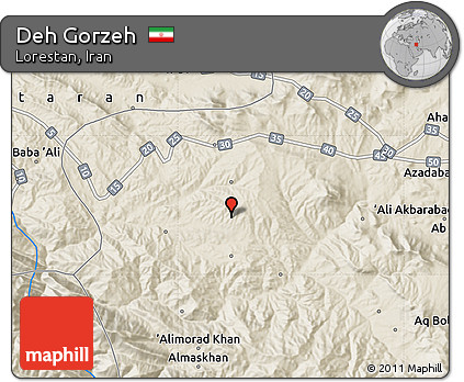 Shaded Relief Map of Deh Gorzeh