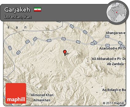 Shaded Relief Map of Garjakeh